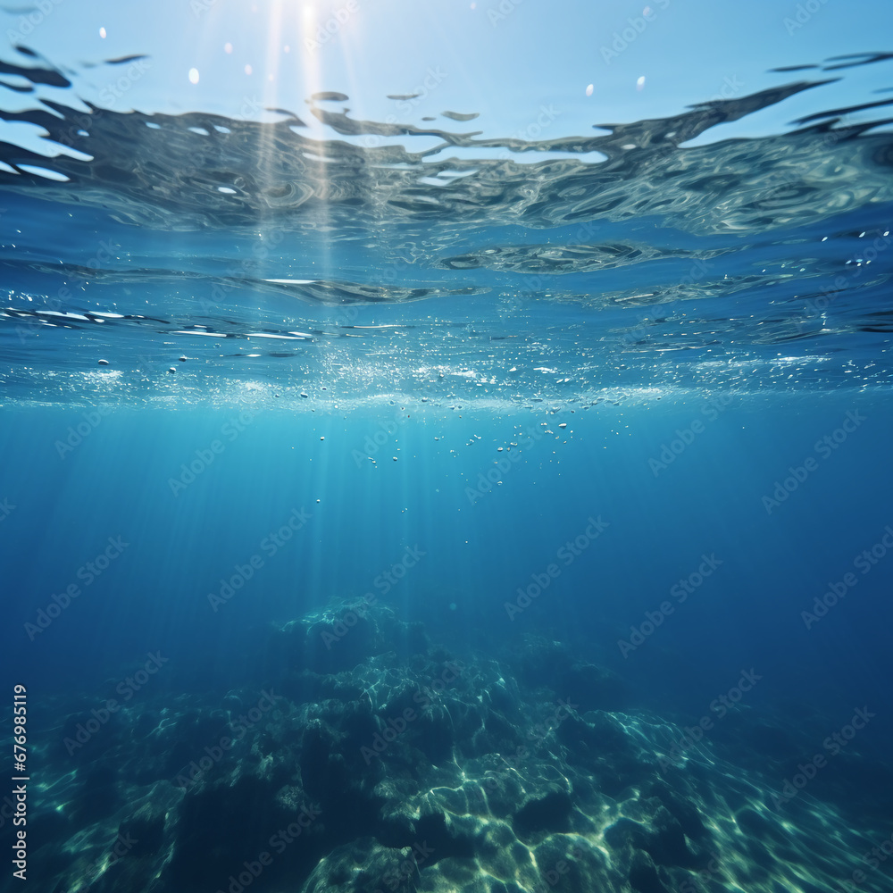 Wall mural a deep blue ocean with a white cloud floating on it. ai generative