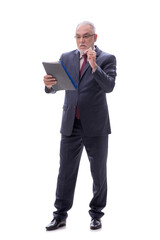 Old businessman isolated on white