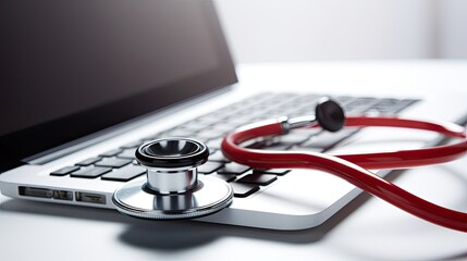 Medical concept with stethoscope on keyboard