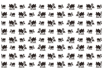 House With Palm Tree Silhouette Pattern Background
