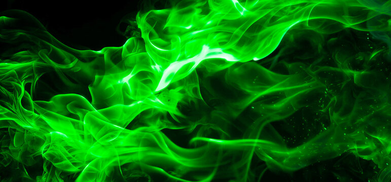 Perfect green fire particles background