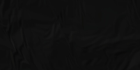 Dark black craft wrinkly paper crumpled texture. black fabric textured crumpled grunge paper background. panorama black paper texture background, crumpled pattern texture background.