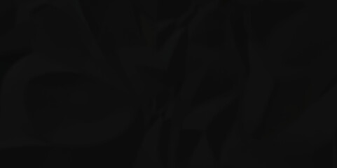 Dark black wrinkled paper crumpled texture. black fabric textured crumpled black paper background. panorama black paper texture background, crumpled pattern texture background.