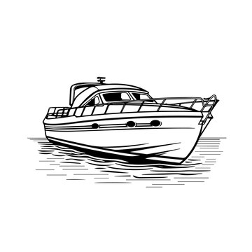 recommend clip art: Speed boat  on wave water line art png   illustration