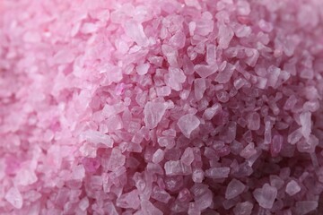 Beautiful pink sea salt as background, closeup