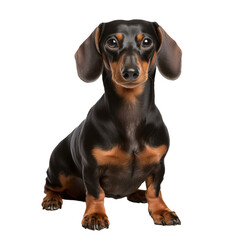 Dachshund breed dog displayed in its entirety against a clear, transparent backdrop for versatile use.