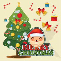 merry christmas card with santa claus