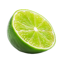 Lime fruit depicted in its entirety, with a visible full body on a transparent backdrop.
