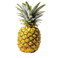 Fototapeta premium A ripe pineapple with complete features displayed against a clear background, enabling it to be freely superimposed on other visuals.