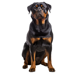A full-body illustration of a Rottweiler dog standing, with a glossy coat, showcased clearly on a transparent background for versatile use.