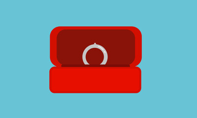 illustration of ring in a boxy red container