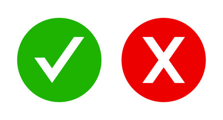 Obraz premium Check mark and cross mark icons