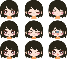 色々な表情の女性のイラストセット