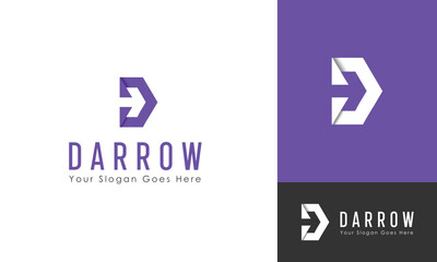 Modern d letter logo with arrow sign