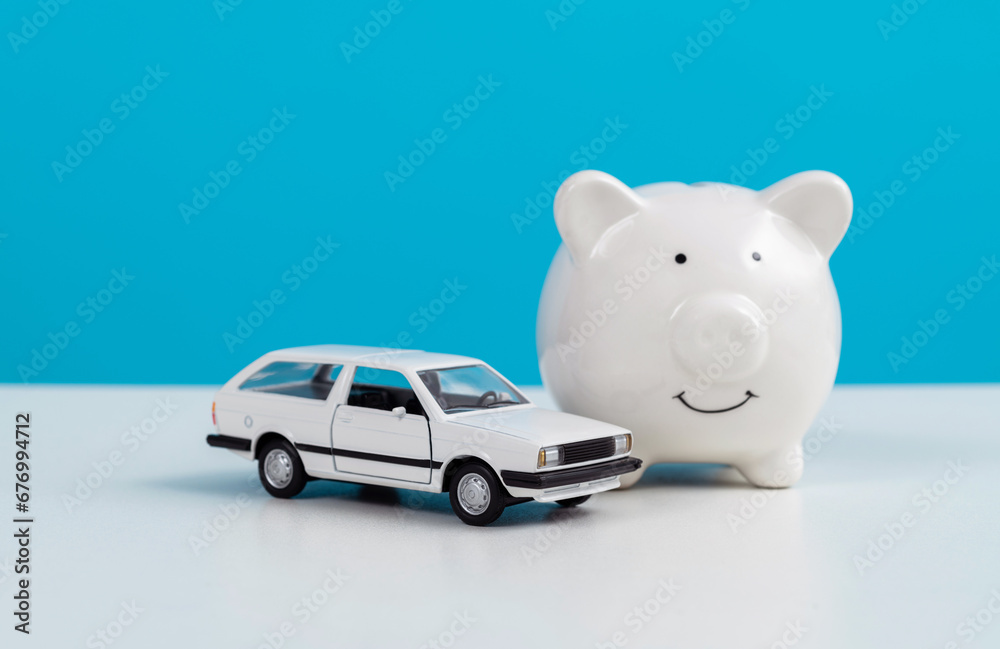 Wall mural piggy bank with model car