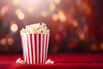 Bucket of popcorn at movie theater