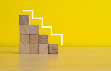 Wooden steps with down arrow
