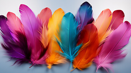 Vibrant carnival feathers in a spectrum of colors isolated on a transparent background. AI generative