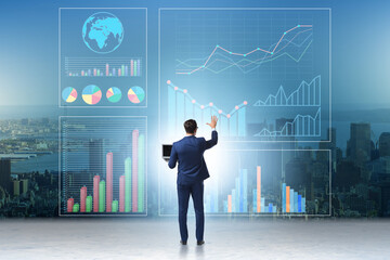 Businessman in visual analytics business concept