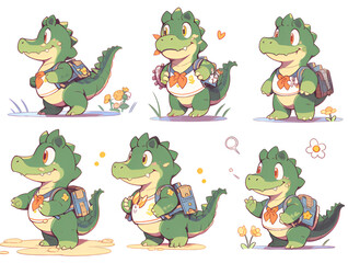 Fototapeta premium set of Jolly Crocodile | generative AI