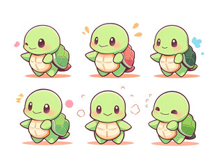 Obraz premium set of cute turtle | generative AI