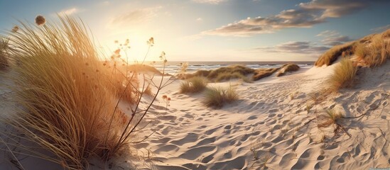 Panorama of dunes on the coast of the Baltic Sea - obrazy, fototapety, plakaty