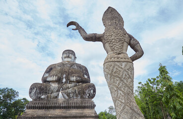 Sala Keoku in Nong Khai, Thailand is home to enormous Buddhist and Hindu sculptures