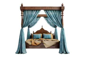 Comfortable canopy bed isolated on transparent and white background