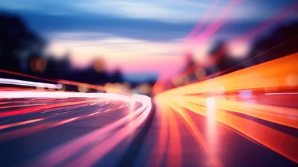 Foto op Canvas High speed motion blur from cars driving on a highway at twilight, abstract background © Georgina Burrows