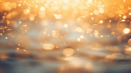 Bokeh effect from golden hour sunlight reflecting off water
