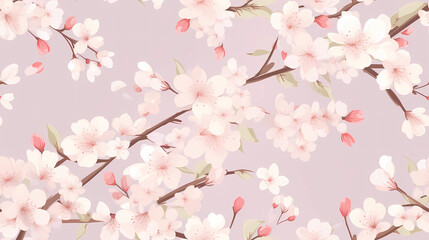 seamless pattern Delicate Cherry Blossoms in Soft Pastel