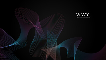 Abstract colorful wave and curve lines with technology background. Futuristic technology concept. Abstract frequency sound wave technology and science background. Wavy banner, template design.