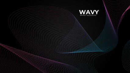 Abstract colorful wave and curve lines with technology background. Futuristic technology concept. Abstract frequency sound wave technology and science background. Wavy banner, template design.Vector i