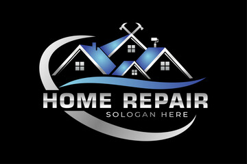 High quality colorful home repair, roofing, remodeling, handyman, home renovation, decor logo	