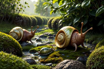 Two curious snails