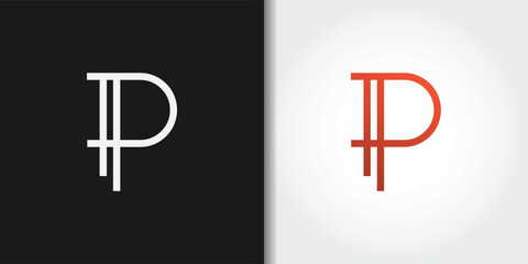 strip letter p logo set