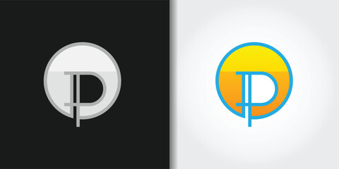 strip letter p logo set