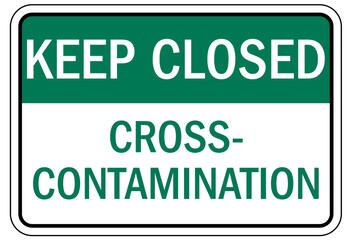 Food preparation and production sign and labels cross contamination