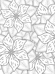 new flower coloring pages for adults for black  and white 