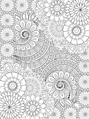 new flower coloring pages for adults for black  and white 