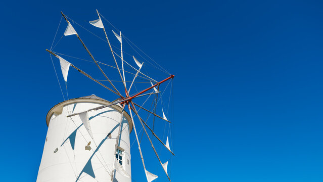 Greek windmill under the blue sky, Travel or environment, Nobody, High resolution over 50MP