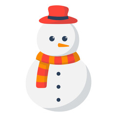 cute snowman christmas with hat and scarf