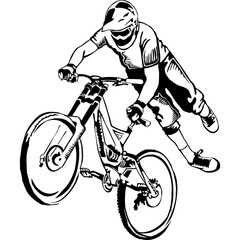 person riding a bike in downhill competition with free style