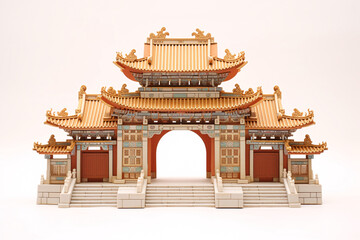 Retro Chinese style historical building illustration, traditional ancient building landmark cultural concept illustration