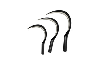 Sickles are used for harvesting rice.