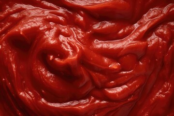 Close up of the texture of tomato paste in a horizontal view