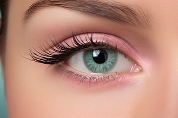 Fototapeta premium Closeup of a woman s eye with natural makeup