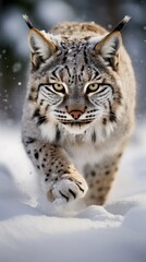 Fototapeta premium Bobcat in the snow.
