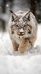Fototapeta premium Bobcat in the snow.