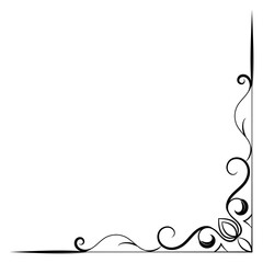 Thin line vintage corner. Medieval period of the Victorian dynasty. Fancy black monogram frame design element abstract icon collection Flower simple symbol